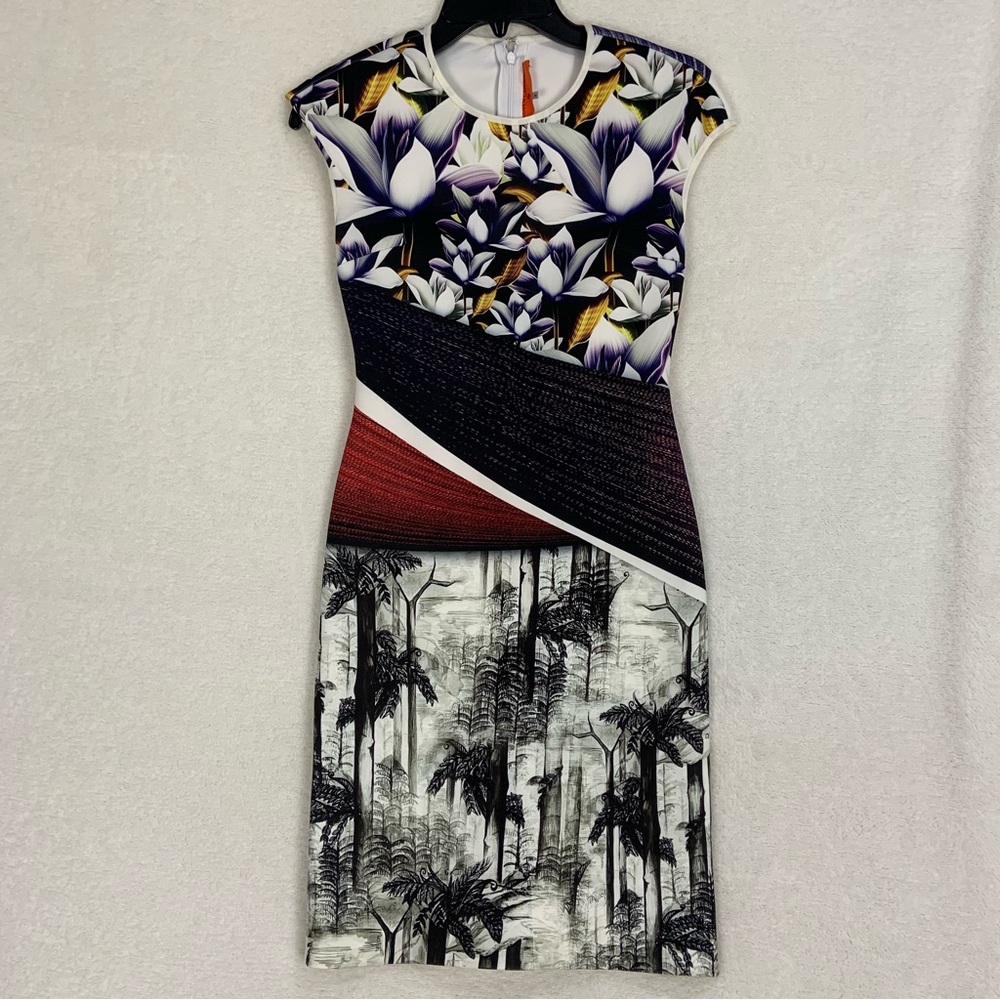 Clover Canyon Graphic Bodycon Dress Knee-Length Floral Multicolor Women's Size S